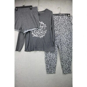 Ambrielle Women's 3-Piece Pajama Set-XL-Shorts,Pants,Top